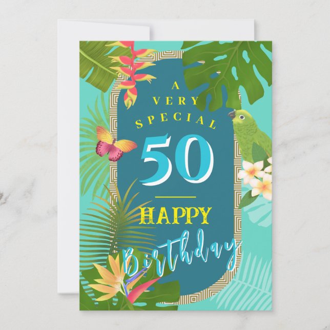 Paradis tropical Carte d'anniversaire Turquoise to (Devant)