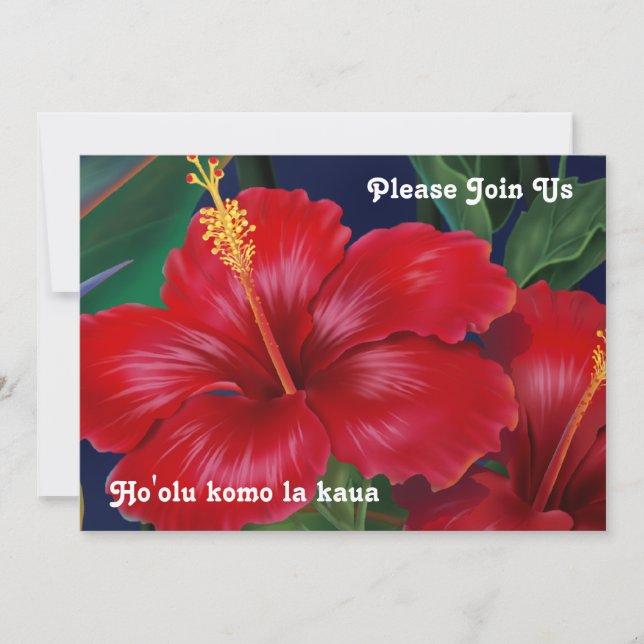 Paradis tropical Hibiscus Luau Invitations (Devant)