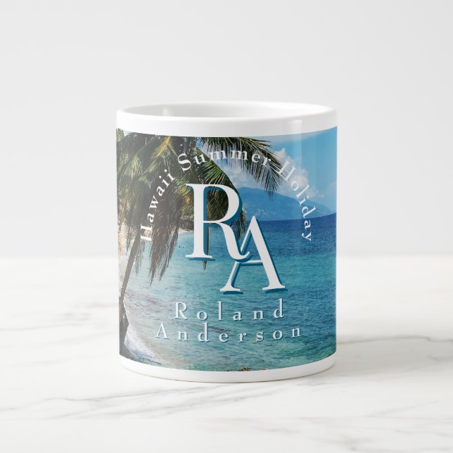 Paradis tropical Monogramme Mer Géant Café Mug (Devant)