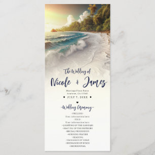 Paradise Beach Sunset Coastal Wedding Programme