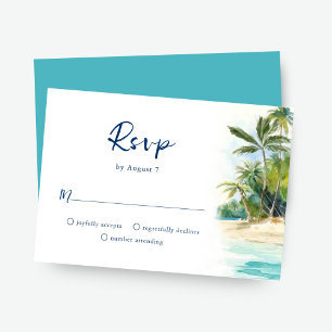 Paradise Island Tropical Beach Wedding Carte RSVP