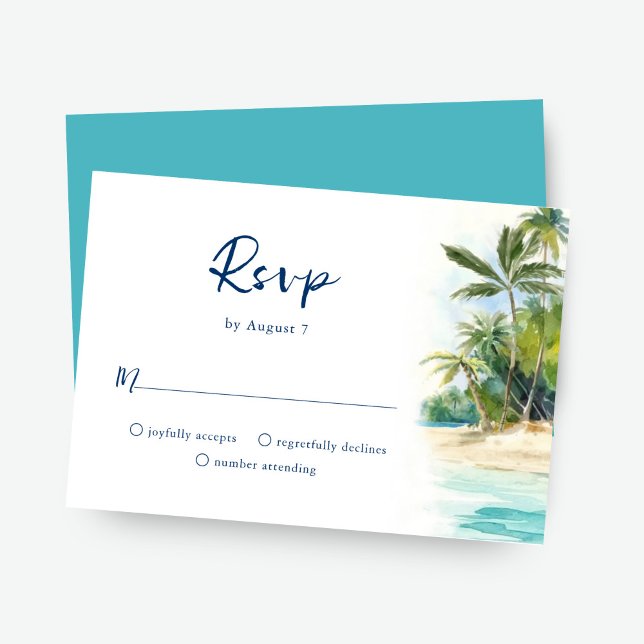 Paradise Island Tropical Beach Wedding Carte RSVP (Créateur téléchargé)