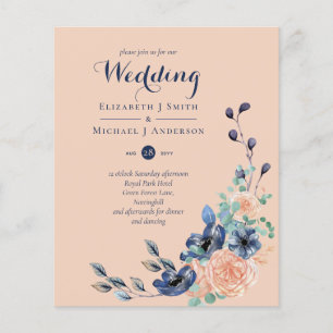 Paradise Marine Coral Mariage Floral Invite