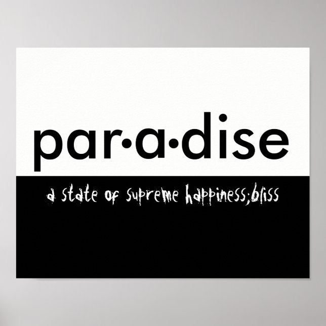 paradise typography poster black and white (Devant)