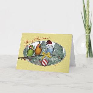 Parakeet Birds avec ornements Carte de Noël