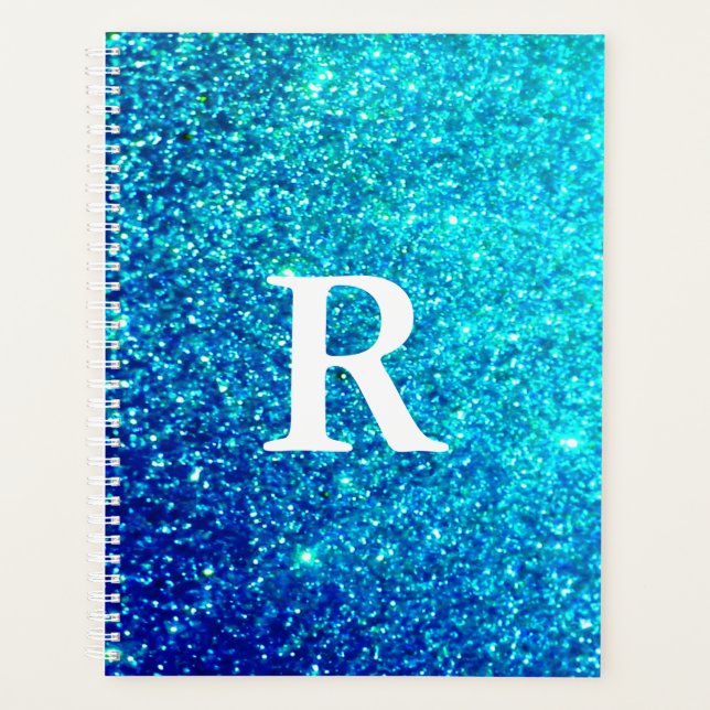 Paraphe bleu brillant Monogramme Turquoise Initial (Devant)