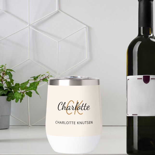 Paraphes en monogramme beige nom simple (Créateur téléchargé)