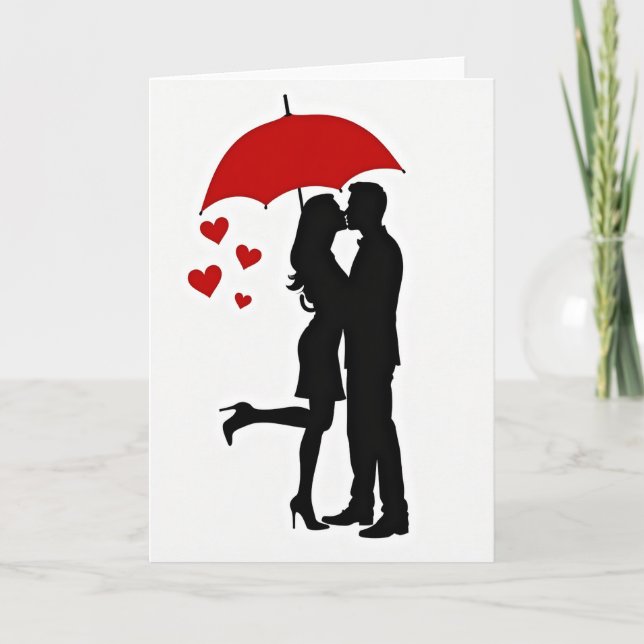 Parapluie de baiser romantique Cartes de cœurs (Devant)