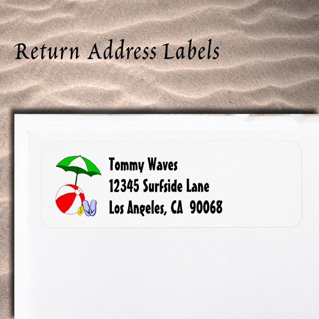 Parapluie de piscine de balle de plage Étiquette d (Beach Ball Pool Umbrella Custom Address Label)