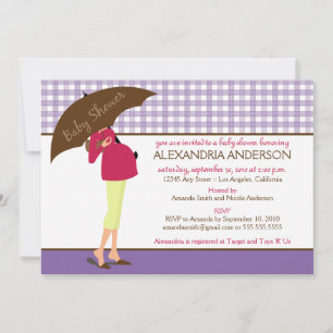 Parapluie Maman En vichy Invitation de Baby shower