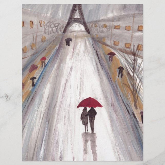 Parapluie rouge couple amour paris (Devant)
