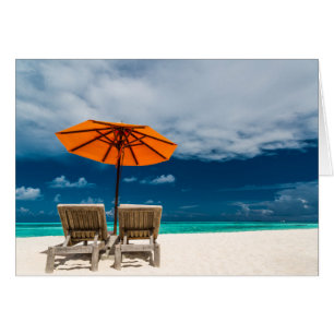 Parapluie Soleil Sur La Plage De Sandy Maldives