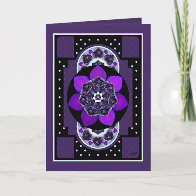 Parapluie violet & coeurs .7 carte d'anniversaire (Devant)