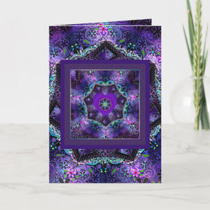 Parapluie violet & coeurs .7 carte d'anniversaire