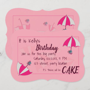 Parapluies rose Anniversaire Invitation