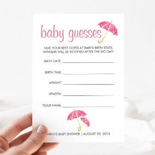 Parapluies roses Baby shower de devinette jeu