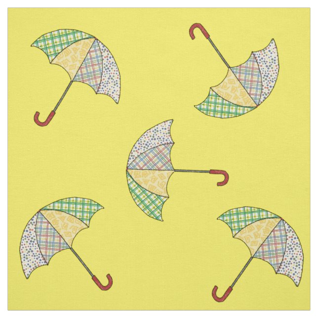 Parapluies Sur Tissu Jaune (Échantillon)