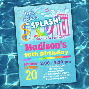 Parc aquatique pour filles Invitation de fête d'an