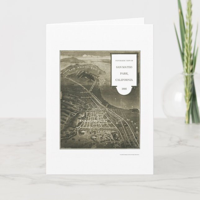 Parc de San Mateo, carte panoramique de CA - 1905 (Devant)