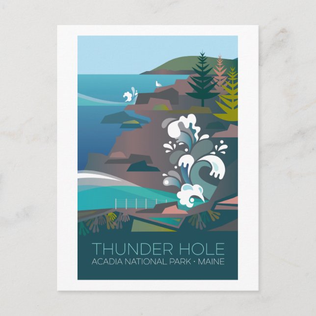 Parc national Acadia, carte postale Thunder Hole (Devant)