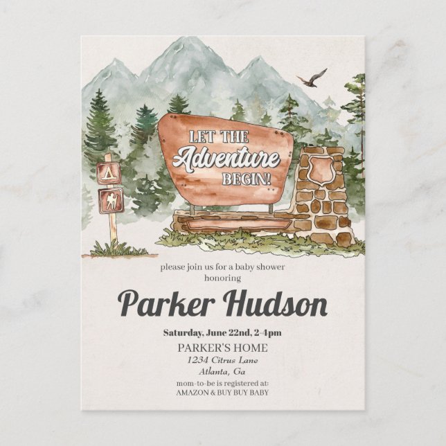 Parc national baby shower extérieur invitation (Devant)