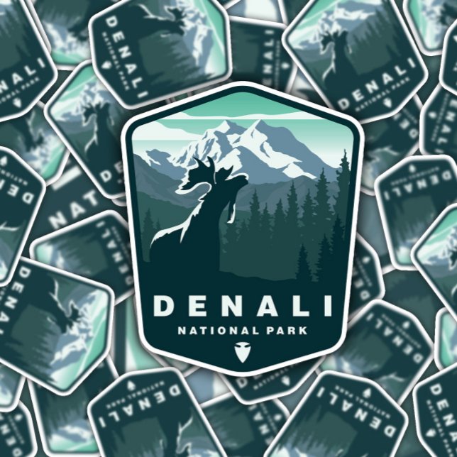 Parc national de Denali Alaska | Sticker Die-Cut (Créateur téléchargé)