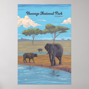 Parc national de Hwange Zimbabwe Afrique Affiche d