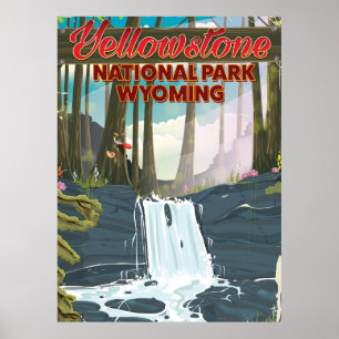 Parc national de Yellowstone, affiche de voyage du