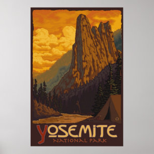 Parc national de Yosemite, CA - affiche de roche