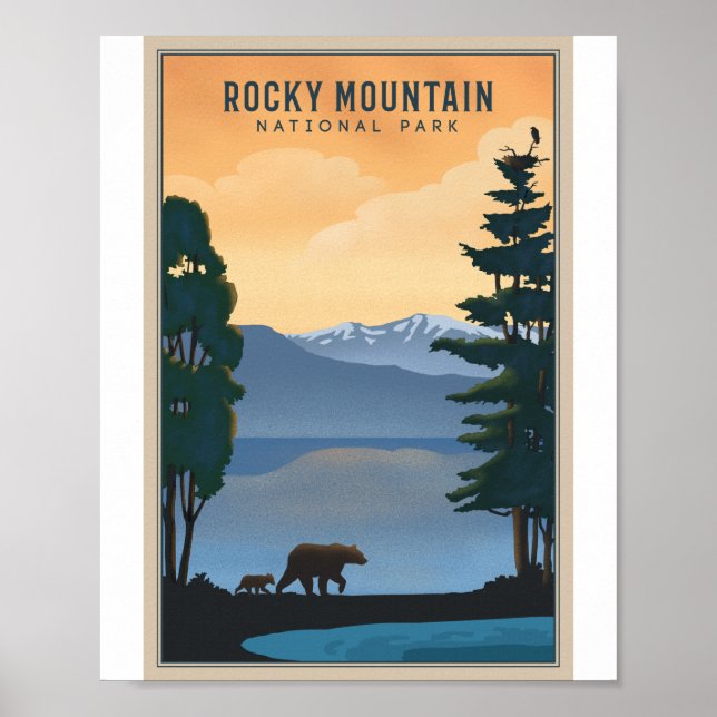 Parc national des Rocheuses Litho Poster d'oeuvres (Devant)
