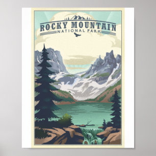 Parc national des Rocheuses Litho Poster d'oeuvres