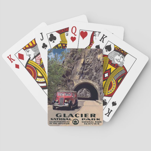 Parc national du Glacier vintage Cartes de jeu (dos)