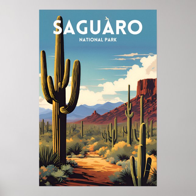 Parc national du Saguaro Affiche de voyage traditi (Devant)