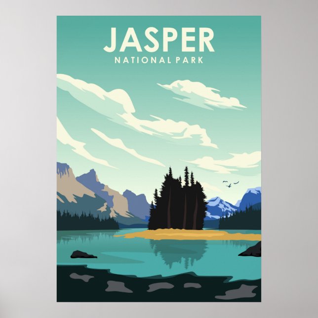 Parc national Jasper Poster de voyage minimal Vint (Devant)