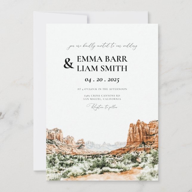 Parc national ZION Vintage Wedding Invitation (Devant)