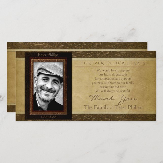 Parchemin en cuir Faux Photo Sympathy Merci (Devant / Derrière)