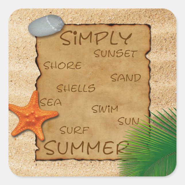 Parchemin sur Arrière - plan de sable - Sticker (Devant)