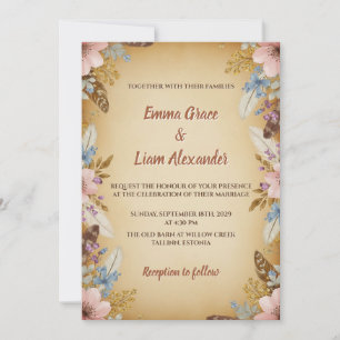 Parchemin vintage et Faire-part de mariage floral