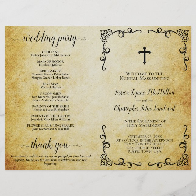 Parchemin vintage Saint Mariage Programme de maria (Devant)