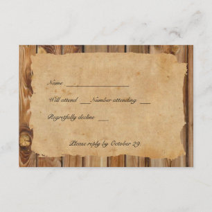Parchemin Wood Tattered Heart rsvp avec enveloppes
