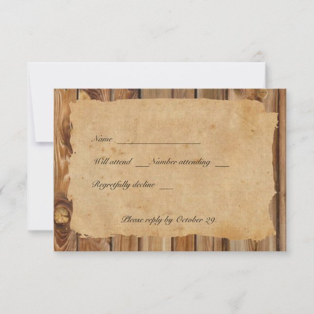 Parchemin Wood Tattered Heart rsvp avec enveloppes (Devant)