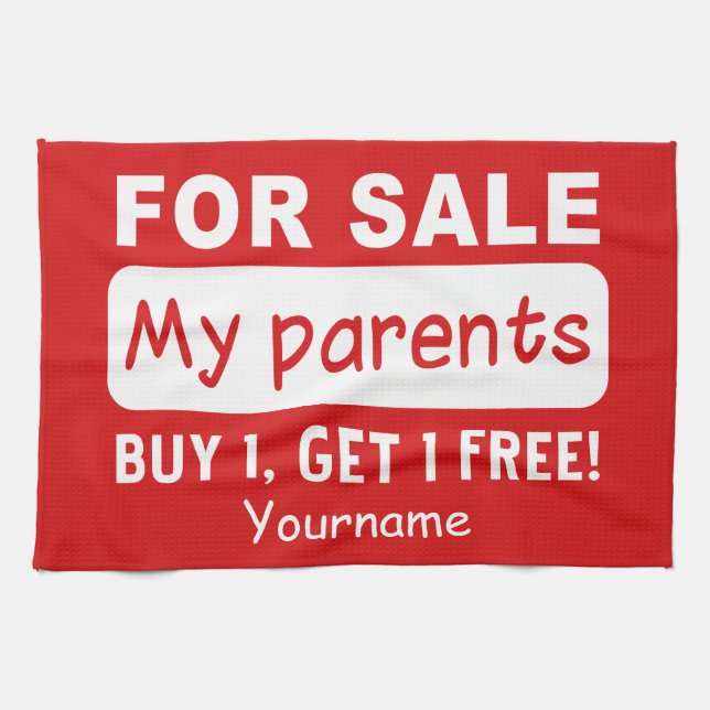 PARENTS À VENDRE serviette personnalisée (Horizontal)