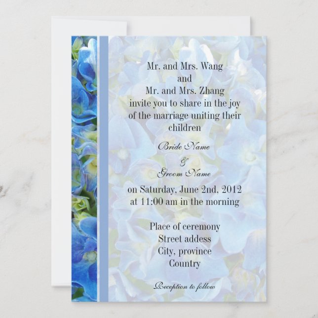 Parents de la mariée et du marié, invitation de ma (Devant)