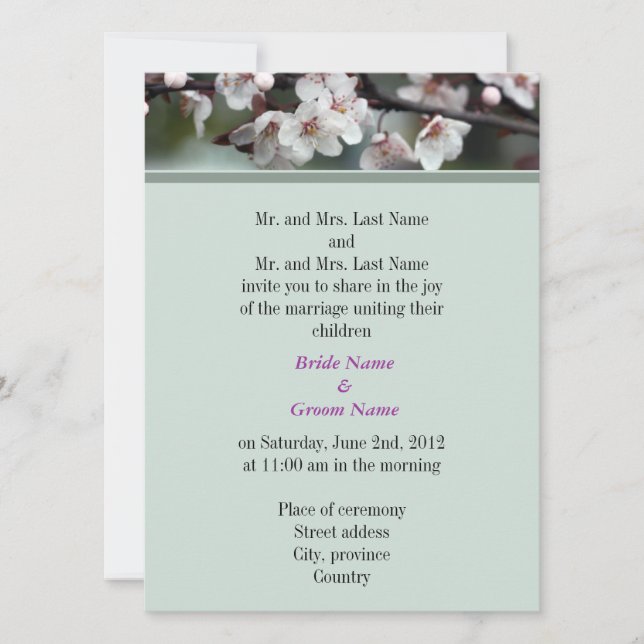 Parents de mariée et de chambre, faire-part de mar (Devant)