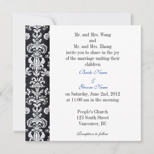 Parents de mariée et de chambre, faire-part de mar (Devant)