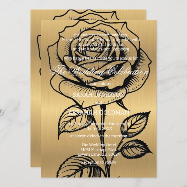 Parents divorcés classiques Invitations de mariage (Devant / Derrière)