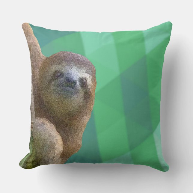 Paresse avec le coussin vert de dessin géométrique (Recto)