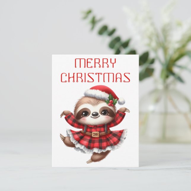 Paresseux bébé dansant - Carte de Noël (Debout devant)