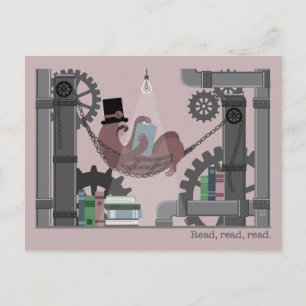 Paresseux Steampunk lisant des cartes postales