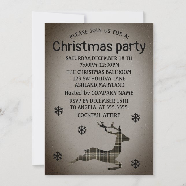Parfait, Belle, Invitation Reindeer de Noël (Devant)